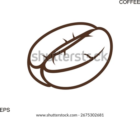 Coffee bean , outline. Isolated coffe bean on white background