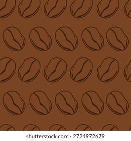 El grano de café delinea un patrón sin fisuras. Puede ser utilizado para el Fondo de pantalla, el papel que envuelve, la decoración del café y la tela de la moda