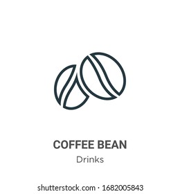 Coffee bean outline vector icon. Thin line black coffee bean icon, flat vector simple element illustration from editable drinks concept isolated stroke on white background