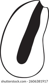 Coffee bean outline vector illustration Black and white line art Minimalist hand drawn design