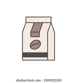 coffee bean package icon  in color icon, isolated on white background 