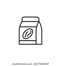 Diseño minimalista del icono del paquete del grano de café para los Productos de la bebida y de la comida