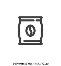 Coffee bean packaging line icon. linear style sign for mobile concept and web design. Coffee Bag outline vector icon. Symbol, logo illustration. Vector graphics