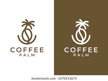 coffee bean with palm tree logo design vector concept