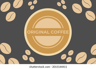 Coffee Bean Pattern Design on black Background. coffee logo. wallpaper 