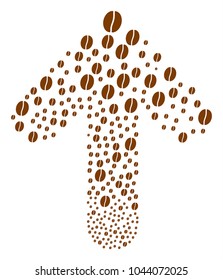 Coffee Bean pattern done in the combination of upwards directed arrow. Ahead move arrow shape constructed from coffee bean icons.