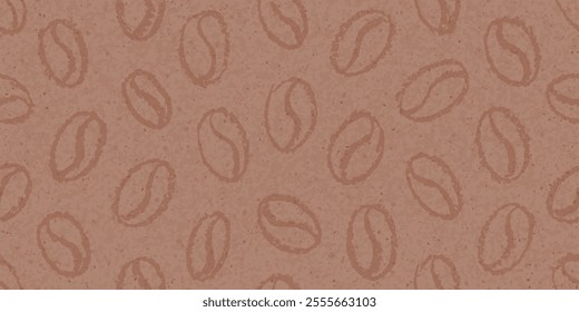 coffee bean pattern in mocha mousse 2025 year color. Seamless background, mocha mousse vector 2025. Coffee texture, cafe crayon hand drawn art. Trendy palette graphic. Abstract pattern. Grain bg