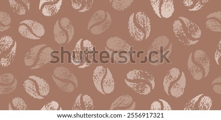 Coffee bean pattern in mocha mousse 2025 year color. Seamless background, mocha mousse vector 2025. Coffee texture, cafe crayon hand drawn art. Trendy palette graphic. Abstract pattern grain crayon bg