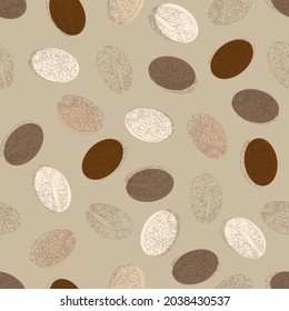 Coffee bean pattern with seamless grunge effect for coffee shop background, cafe decoration, dining venues and culinary events. for a coffee themed greeting card. for coffee-themed fabric motifs