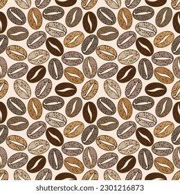 Coffee bean pattern with seamless grunge effect for coffee shop background, cafe decoration, dining venues and culinary events. for a coffee themed greeting card. for coffee-themed fabric motifs