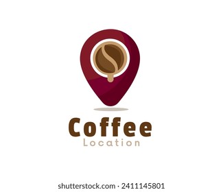 coffee bean place drink location logo icon symbol design template illustration inspiration