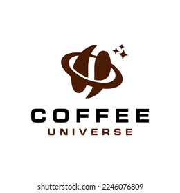 Coffee Bean and Planet Combination Symbol Logo Design