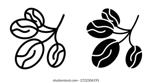 Kaffeebohnen-Pflanze Vektor Bilder Grafiken für kommerzielle.  Kaffeebohnen und Blätter Illustrationen. 
