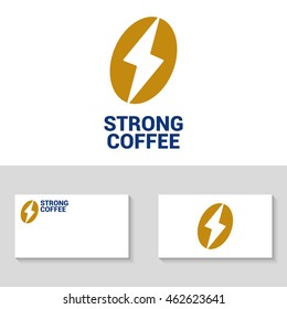 Coffee bean and power symbol. Cafe logo. Business logo template