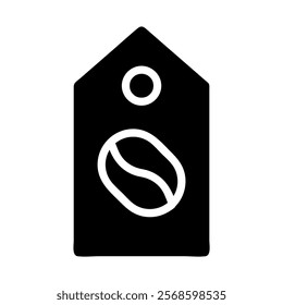 Coffee bean price tag icon. Concept of coffee shop, cafe, and retail.