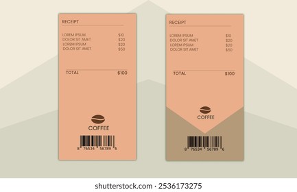 Coffee bean receipt design template best for coffee shop