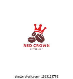 Coffee Bean with Red Crown for Coffee Shop Logo Design Inspiration