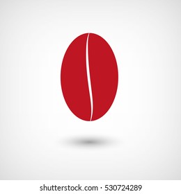 Coffee bean - red vector  icon with shadow