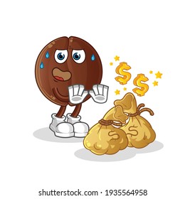 coffee bean refuse money illustration. character vector