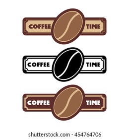 coffee bean ribbon. set of label template coffee bean. vector illustration on white background