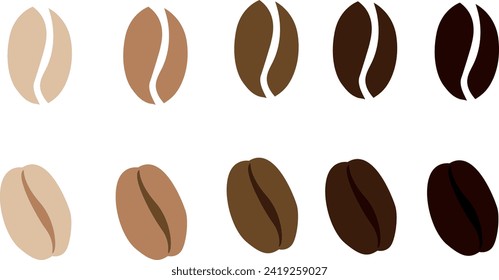 Coffee Bean Roasting Vector Set: Light, Medium, Dark Roast Illustrations