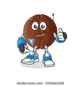 coffee bean robot character. cartoon mascot vector