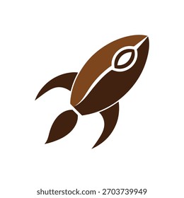 Concepto de logotipo de barco cohete de grano de café
