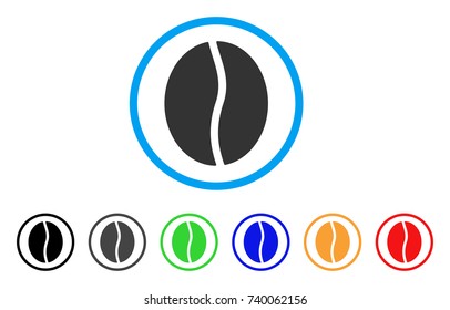 Coffee Bean rounded icon. Style is a flat grey symbol inside light blue circle with bonus colored variants. Coffee Bean vector designed for web and software interfaces.