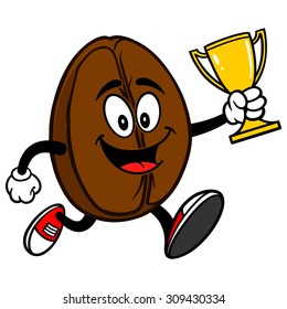 Coffee Bean Running with Trophy