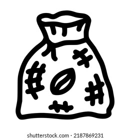 coffee bean sack bag lineart vector illustration icon with doodle hand drawn style for coffee shop and business