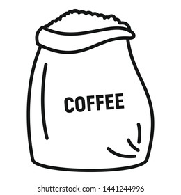 Coffee bean sack icon. Outline coffee bean sack vector icon for web design isolated on white background