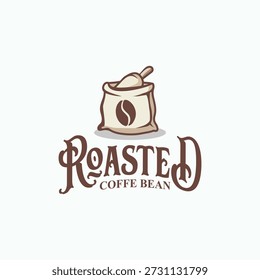 Coffee Bean Sack Logo Design Packaging isolated illustration on white background 