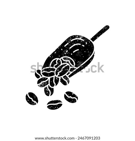 Coffee bean and scoop black hand drawn icon in grunge look