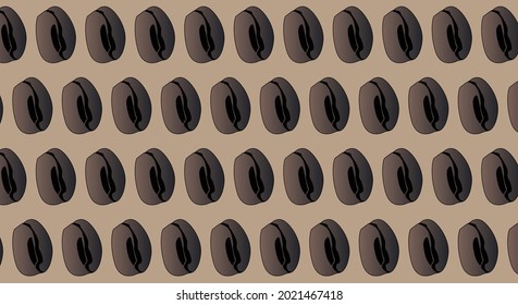 A coffee bean seamless background on white