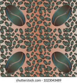 Coffee bean seamless pattern background. Coffees seeds.