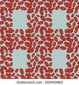 Coffee bean seamless pattern background. Coffees seeds.