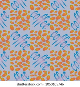 Coffee bean seamless pattern background. Illustration with text.