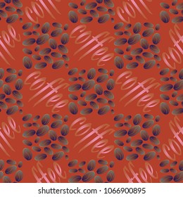 Coffee bean seamless pattern background. Illustration with text.