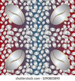 Coffee bean seamless pattern background. Coffees seeds.