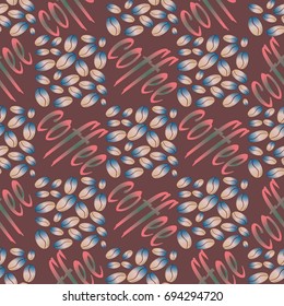 Coffee bean seamless pattern background. Illustration with text.