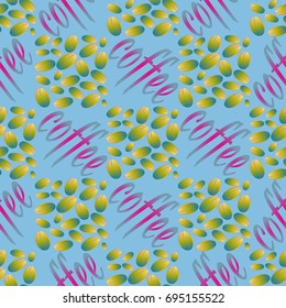 Coffee bean seamless pattern background. Illustration with text.