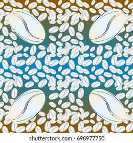 Coffee bean seamless pattern background. Coffees seeds.