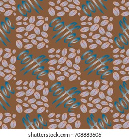 Coffee bean seamless pattern background. Illustration with text.