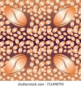 Coffee bean seamless pattern background. Coffees seeds.