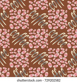 Coffee bean seamless pattern background. Illustration with text.