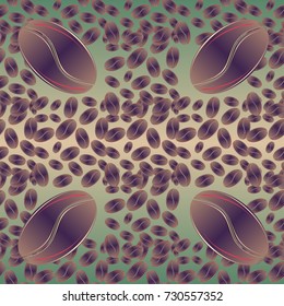 Coffee bean seamless pattern background. Coffees seeds.