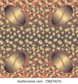 Coffee bean seamless pattern background. Coffees seeds.
