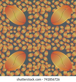 Coffee bean seamless pattern background. Coffees seeds.