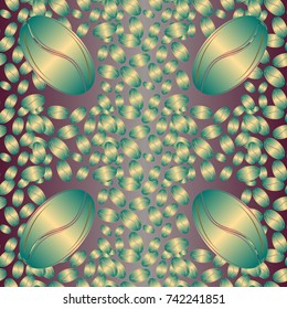 Coffee bean seamless pattern background. Coffees seeds.