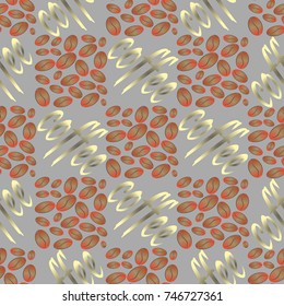 Coffee bean seamless pattern background. Illustration with text.